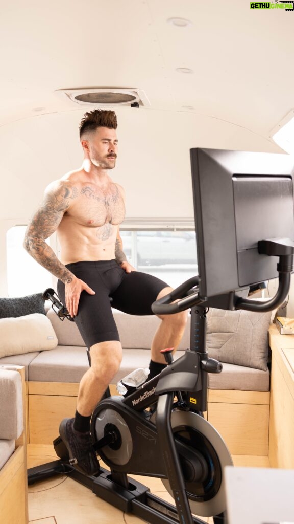 Kyle Krieger Instagram - #ad I live in an airstream. Things are tight, but nothing is more important than my mental and physical health. @NordicTrack and iFit keep my head and body right. After my ACL surgery — biking is one of the only forms of cardio I can do regularly. So I was grateful NordicTrack offered me this bike for my unbiased opinion. And the verdict is in: This bike rocks! Having a trainer in my home — Robert is my new favorite — is unbeatable on convenience. A plus, I don’t have to leave my puppy alone! The classes are hard. The bike records my workouts. We tour the world on this 27” monitor and I don’t even leave my living room.