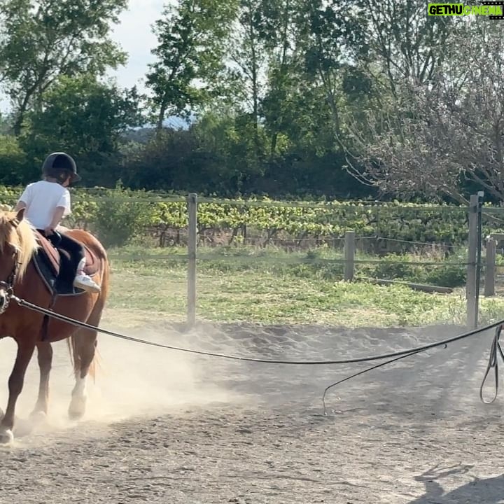 Laëtitia Milot Instagram - Une jolie série de figures pour Lyana lors de son cours de voltige ! 😍 Je crois bien que son sport préféré est l’équitation ! 🤠 Quel était votre sport préféré lorsque vous étiez enfant ? Personnellement, c’était la danse 🥰 #cheval #equitation #voltige #sport