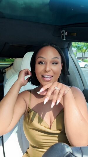 LaToya Forever Instagram - I’ve been spending a lot of time in the car lately, hiding from my kids. It feels like my only form of peace, where I can take a little mental break and have some me time. Anyway, Slick and I are off to dinner. How do I look, darling? ✨

dress: @revolve 
Setting powder: @maccosmetics skinfinish dark deep
Lipliner: @maccosmeticsusa corke
Lip Cream: @nyxcosmetics 
Body foundation: @sally_hansen Amazon deep glow 
Perfume: @fineryfragrance flower bed 
Heels: @prettylittlething 

#grwm #getreadywithme #classyoutfit #grwmoutfit #grwmvideo #outfitlook #outfitideas #outfitinspo