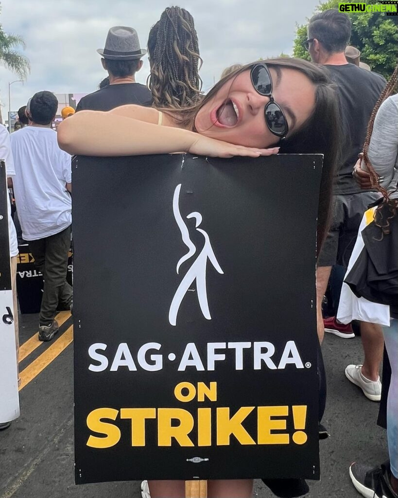 Landry Bender Instagram - I strike for the 10 year old me that joined the union and the 80 year old me that hopes to still be working. The majority of @sagaftra member’s job is simply AUDITIONING for the next job - and the majority of members don’t qualify for health insurance. (please consider donating to @sagaftrafound!) We marched this morning for unions in every field - we need fair wages and contracts. My favorite quote today from @msjoelyfisher: “What you are doing right now is bigger than any role you’ll ever play.” 🪧 #sagaftrastrong #unionstrong
