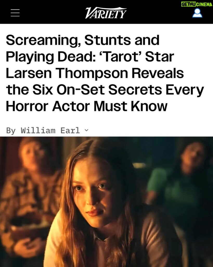 Larsen Thompson Instagram - spilled all my top secrets for filming a horror movie to @variety🤭 thank you William Earl for the story, loved chatting with you!