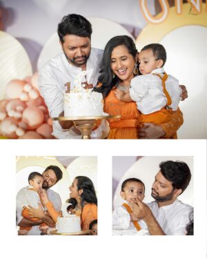 Lasya Manjunath Instagram - Happiest birthday Munnu Beta 🧡🤗🧿🧿🧿🧿
Mumma papa Loves you so much 😘🥰

Decor: @4ever_eventz 
Photography: @momentmakersphotography 
Cake : @cakesnhugs 
MUA : @vinusha_makeoverartistry 
Outfits: @pari.designers_ 
Jewellery: @fashioncurvee