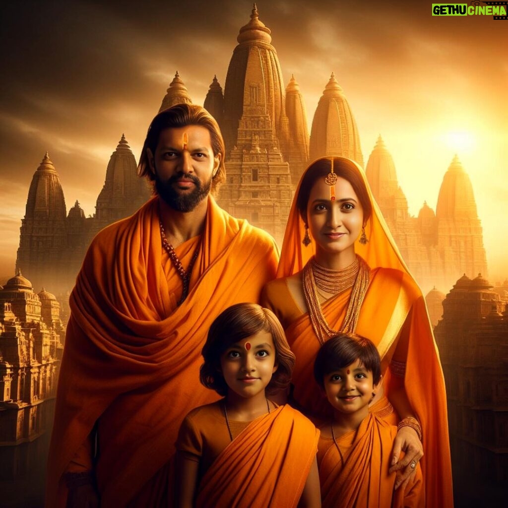 Lasya Manjunath Instagram - Ma lavaKusa lu 😍❤️🧿… Final family pics 🧡 Seetha Rama Lava Kusa in one frame @manwithai thankyou 🧡🫰🏻 #jaishreeram #lavakusa #junnumunnu #lasyamanjunath