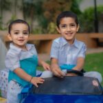 Lasya Manjunath Instagram - 💙🦋🫰🏻 Our Beautiful Family 👨‍👩‍👦‍👦🧿🧿 📸: @giggles_photography_hyd Family outfits : @pari.designers_