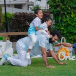 Lasya Manjunath Instagram - 💙🦋🫰🏻 Our Beautiful Family 👨‍👩‍👦‍👦🧿🧿 📸: @giggles_photography_hyd Family outfits : @pari.designers_