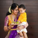 Lasya Manjunath Instagram - 💜💜💛💛 Our little prince @its.memunnu Kannaiah 💛🤗🧿🧿🧿 📸: @happy_portraits_photography Outfits : @pari.designers_ Mua : @themakeupshapes