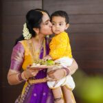 Lasya Manjunath Instagram - 💜💜💛💛 Our little prince @its.memunnu Kannaiah 💛🤗🧿🧿🧿 📸: @happy_portraits_photography Outfits : @pari.designers_ Mua : @themakeupshapes