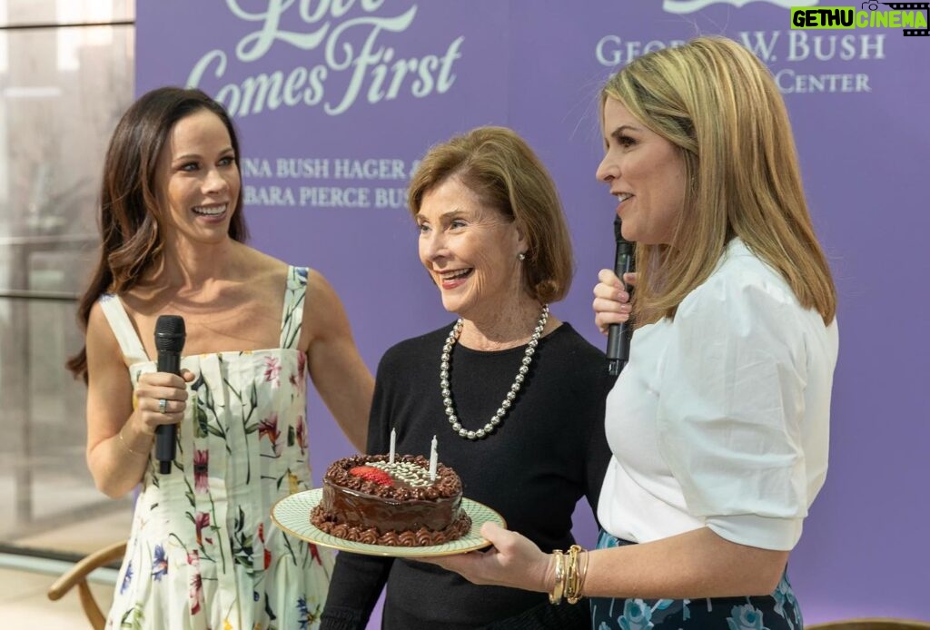 Laura Bush Instagram - My birthday was made all the more special by a visit from our girls! Be sure to check out their darling new book, Love Comes First. In the book, two little girls wish on a star for their family to grow, which is what my own wish was as a child. Link in bio for more. 💫 #LoveComesFirst @thebushcenter