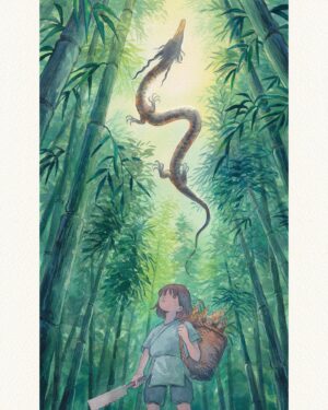 Laura Heikkala Instagram - Forest Deity🎋 My piece for the upcoming Harugo no Mayu print collection which is launching Aug 11th 7AM PST 💕 Check the whole collection out at @harugonomayu