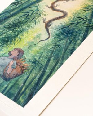 Laura Heikkala Instagram - Forest Deity🎋 My piece for the upcoming Harugo no Mayu print collection which is launching Aug 11th 7AM PST 💕 Check the whole collection out at @harugonomayu
