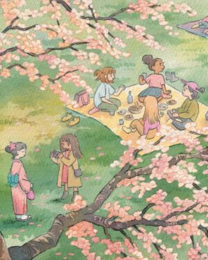 Laura Heikkala Instagram - Hanami 🌸 Cover for the 2024 calendar which will be available on Tuesday Dec 5th at 6pm UTC, that is 10am PT or 1pm EST 💪✨ I’ll make an alarm reminder on my stories soon! 

#2024calendar #traditionalart #watercolor