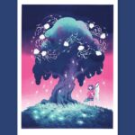 Laura Heikkala Instagram - Remaining Nebula Tree riso prints are now up in my shop along with the two other prints that were part of the To Infinity gallery show! Here you can see how I made the different colour layers with traditional mediums of pencil and ink✍️ ‼️I also have some much requested mystery print bundles up in my shop in limited quantities 💕 #riso #risoprint #traditionalart