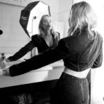 Laura Whitmore Instagram - LFW BTS 🖤 my younger make up artist was a bit too bossy so @toribmakeup stepped in. Thanks for the snaps @georgeonaboat wearing @mark_fast and @dear_frances #whatwhitmorewore