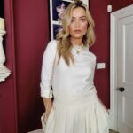 Laura Whitmore Instagram - Thanks @_bsme @edward_enninful @gideonspanier for a lovely afternoon and I didn’t spill anything on myself! Full look @leem_global pearls @viviennewestwood @aspinaloflondon @miumiu - also the ABSOLUTE cheek of me posting this when I’ve just about survived two kids parties in opposite sides of London where stuff WAS spilled and now in my pjs with a top knot and face cream! #whatwhitmorewore 📸 @davidcotterproductions