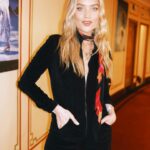 Laura Whitmore Instagram - Royal Albert Hall BTS (and I will have a hair tie around my wrist to the day I die!) Jumpsuit @freepeopleeu Scarf @rockinshq Yellow leather dress @lamaniafashion 📸 @georgeonaboat