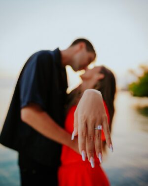 Lauren Gottlieb Instagram - We couldn’t be more thrilled with our engagement ring from @foreverdiamondsny 💍♥️ We wanted to have the perfect engagement ring and having one customised and built just for us is a dream come true! 🥰 Thank you so much to @foreverdiamondsny for making this beautiful piece and for being a special part in our engagement 😘🫶🏼

#shesaidyes #proposal #engaged  #engagementring #princesscut #yearoftherabbit
