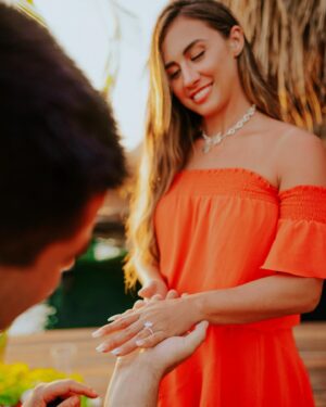 Lauren Gottlieb Instagram - We couldn’t be more thrilled with our engagement ring from @foreverdiamondsny 💍♥️ We wanted to have the perfect engagement ring and having one customised and built just for us is a dream come true! 🥰 Thank you so much to @foreverdiamondsny for making this beautiful piece and for being a special part in our engagement 😘🫶🏼

#shesaidyes #proposal #engaged  #engagementring #princesscut #yearoftherabbit