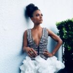 Lauren Ridloff Instagram - Thank you glam team for channeling my inner glow ✨✨ 📸: @vernonfrancois Styling: @jasonrembert wearing @tonywardcouture Hair: @vernonfrancois Face: @autumnmoultriebeauty