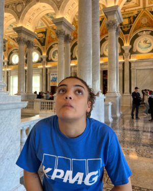 Laurie Hernandez Instagram - Pls enjoy this photo of me signaling to sheryl that I wanted a wittle snack while working… in the library of congress