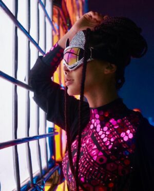 Leïla Ben Khalifa Instagram - It was all a neon dream 🚦
 📸 @mosessiluk 

#burningman #blackrockcity #monckeylove  #neondreams
