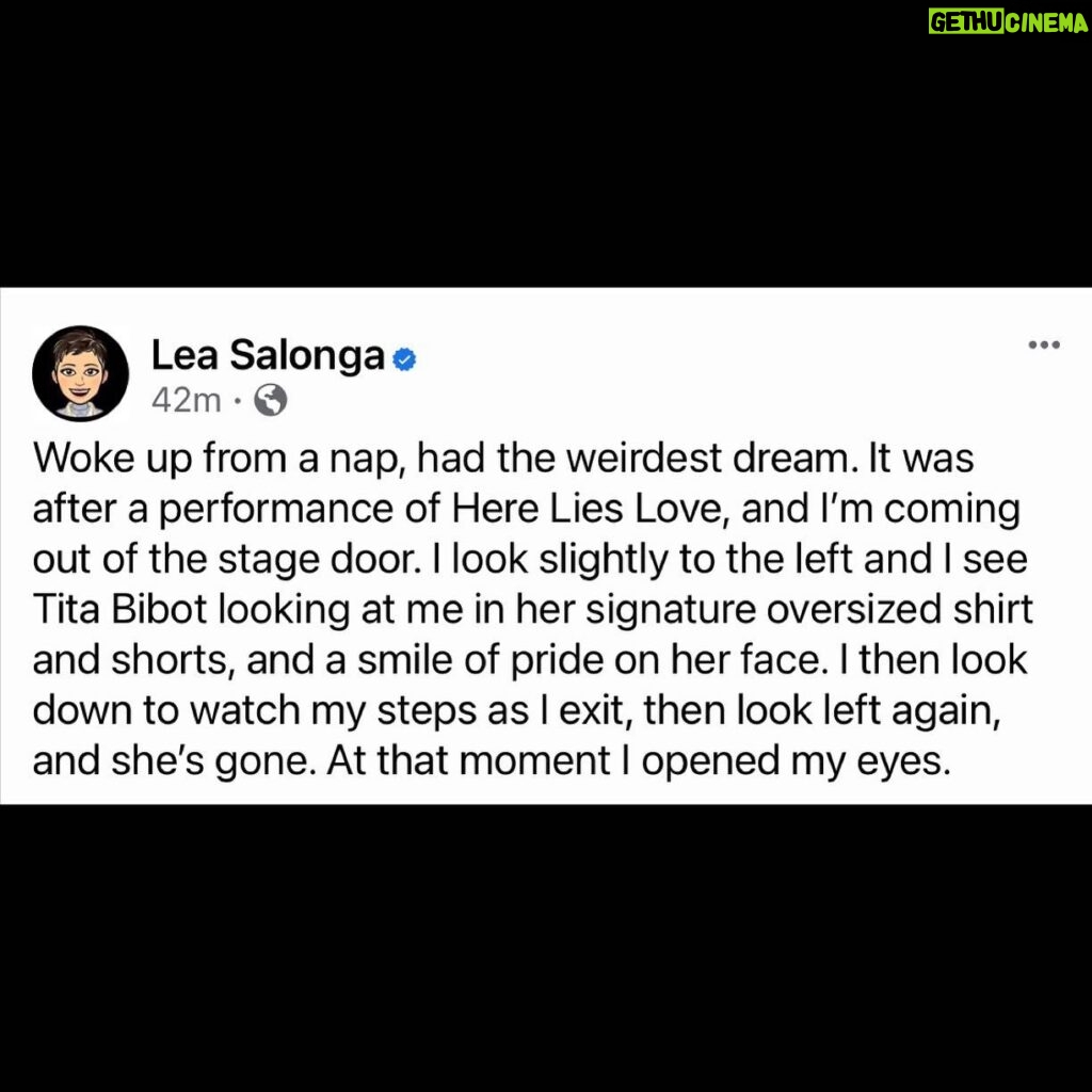 Lea Salonga Instagram - Nagpaparamdam kaya? Kahit sa panaginip! Tita, basta huwag niyo akong multohin! Oh goodness, the last bit of the translation is hilarious!