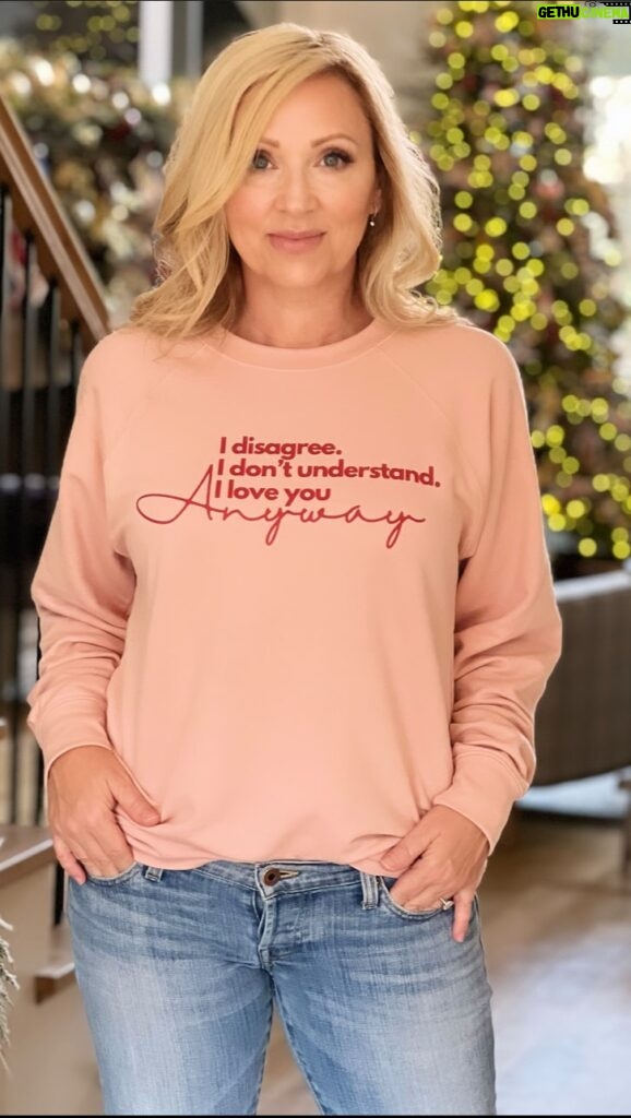 Leigh-Allyn Baker Instagram - The L.A.B. Originals #merch is live!!!! Click on my link tree to view my store. And remember: I may disagree, I may not understand, but I love you anyway! #thankful for you all! #leighallynbaker #sweatshirts #goodluckcharlie #christmas #christmaspresent #babam