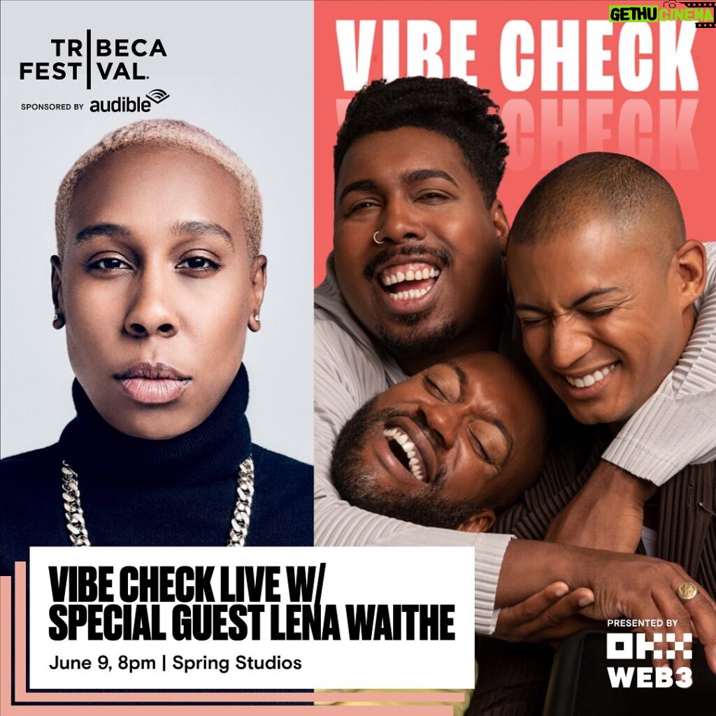 Lena Waithe Instagram - What a time to be a vibe ✨ Emmy-winning writer, actress, producer, and founder of Hillman Grad, @LenaWaithe, is joining acclaimed writer Saeed Jones (@theferocity), podcast host @SamSanders, and Tony Award-winning producer @ZachStaff for a special live taping of their podcast, @SiriusXM’s Vibe Check - where the three culture experts and close friends dissect news, entertainment, politics, and everything in between through a Black, queer lens. Does your vibe pass the check? Get your tickets at tribecafilm.com/vibecheck or at the link in bio This event is sponsored by @audible and presented in partnership with @indeedworks.