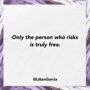 Lilián García Instagram - Have you ever NOT seized an opportunity because you were scared of the outcome, but then you wondered what would have happened IF you would have taken the leap of faith? THAT can be agonizing.

Staying “safe” is not the answer. Only when you risk can you truly be free to grow. 🙌

#gogetiti #youreworthit
.
.
#inspirationalquotes