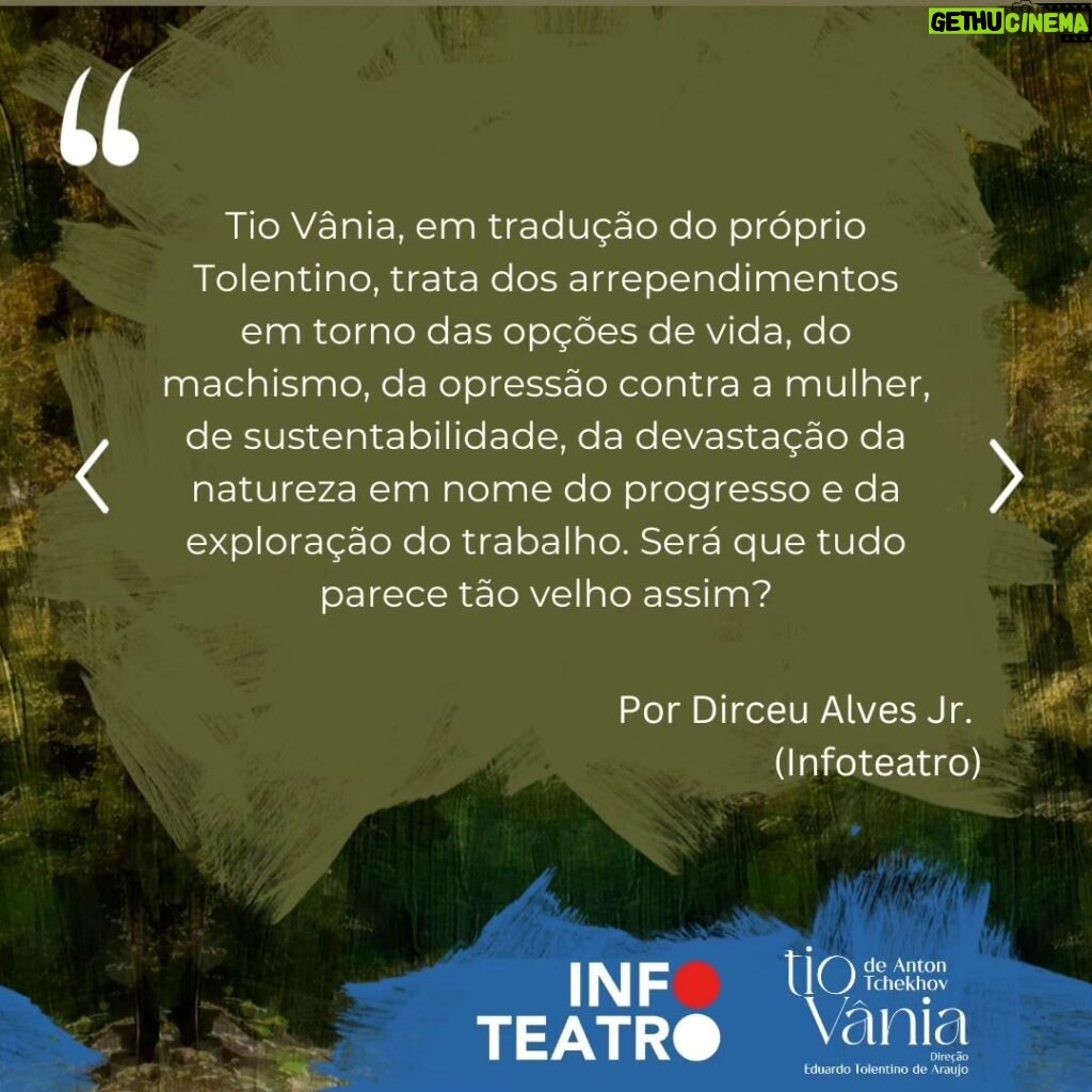 Lilian Blanc Instagram - 🗒️ O jornalista @dirceualvesjr escreveu uma crítica sobre Tio Vânia. Corre lá no @infoteatro_ para ler o texto completo e venha assistir ao espetáculo no @sescsantana. A temporada vai até 16 de junho com sessões de quinta a sábado às 20h e domingo às 18h. ✅ Ingressos à venda no link da bio, ou em sescsp.org.br/santana ou no aplicativo Credencial Sesc SP Arte: @nandomedeiross #grupotapa #tchekhov #teatrosp #experimenteteatro #arte #sescsantana #infoteatro