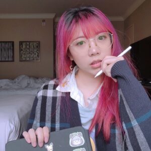 Lily Ki Instagram - posing with ipad