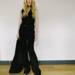 Lily Rabe Instagram - Wednesday’s press look talking about #downtownowl with my loves @claytonhawkins and @sarahuslan in @giulivaheritage @rogervivier and @ireneneuwirth 🦉🖤