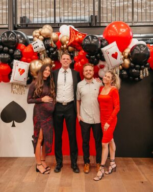 Lindsay Arnold Instagram - SURPRISE 30th BDAY PARTY✨✨ Still cannot believe we managed to pull off a surprise 30th casino night party for Sam and his cousin @kylecusick 😂 it was no easy task keeping it from them but it turned out perfect and I'm so proud of us @rach.cusick 👏🏼 would not have been possible without all of the incredibly talented people who contributed to the amazing party! 

Event design, planning, and coordination: @kenziesevents 
Venue: @thewildoak 
Photography/videography: @ambitcreative 
Balloons and backdrops: @partyfunutah 
Marquee "30": @litletters_utah 
Cake: @meganfaulknerbrown 
Florals: @brittney.designs 
Candy buffet: @kenziesevents and @zurcherspartystore 
Custom desserts: @_confettipop 
French Macarons: @mckenziesmacarons 
Cake bites/candy: @sweettoothfairy 
Royal Icing cookies: @sugar_brink 
Casino rentals: @commoncentscp 
Corn dog truck: @thecorndogcompany_ut 

#surpriseparty #30thbirthdayparty #casinoparty