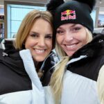 Lindsey Vonn Instagram - My last trip was a little crazy… went from Vail ➡️Beaver Creek ➡️Jackson Hole ➡️ Yellowstone Club all in 5 days (and still got my workouts in!). Not complaining about the great skiing but it was definitely NOT warm… had frostbite on my face for the first time since Lake Louise 😂🤦🏼‍♀️ good thing I designed my ski clothes to be warm! Thanks to everyone for coming out and supporting my line. Appreciate it 🩵 happy to be back with my pups again 🐶❤️