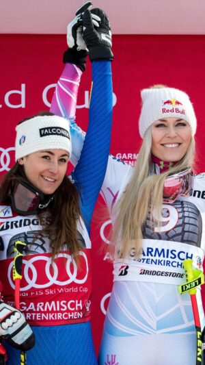 Lindsey Vonn Instagram - Sad the races in Garmisch this weekend are cancelled… some of my favorite memories were in Garmisch. I especially loved my last races when I was going head to head with my dear friend @iamsofiagoggia ! I narrowly won both races, the first by only .02 (two hundredths of a second!) which is literally a blink of an eye 👁️. We all work incredibly hard and give everything we have to be on the right side of those hundredths… in a blink of an eye things can change, for better or worse. I’ve been on the wrong side of those hundredths many times (lost a few races by just .01!) but I worked hard and risked it all to be on the right side. That’s ski racing… and man, I miss it! 

And I want to say a big thank you to all of the military families that were stationed in Garmisch who came out to support me. Always meant a lot to me. 🫶🏻

Can’t wait for the next World Cup speed races. Wishing everyone who had season ending injuries last weekend a speedy recovery! @corinnesuter_official @valeriegrenier @joanahaehlen and especially looking forward to @mikaelashiffrin’s return!⛷️