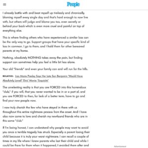 Lisa Marie Presley Instagram - Hi. In honor of it being National Grief Awareness Day , I wrote an essay about Grief which was posted today on @people . I thought I’d post it here in the hopes that anyone who needs to hear all of this it helps in some way. (link to story in Bio)