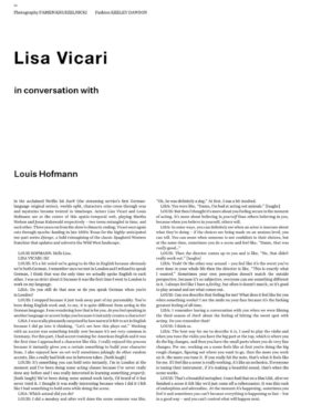 Lisa Vicari Instagram - @heroine_mag OUT NOW!!

The best thing about it: my lovely pal @louishofmann took the time to sit down with me on a call and we had a lil chat about our experiences working outside of Germany, how acting sometimes feels like tuning a violin, the “sweet spot” in acting and a lot of other fun stuff. 

Thank you @heroine_mag and Louis for this conversation 🤍 

Photography @fabienkruszelnicki Fashion @keeleyjdawson
Hair @romsartipi
Make-up @andrewdentonmakeup Photography assistant @brunomcg Fashion assistant #SethCullen Make-up assistant #JodieJacobs
@premierhairandmakeup
@epilogueagency