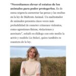 Liz Solari Instagram - Gracias @lanacioncom por abrir el espacio para hablar de la URGENCIA de mejorar sustancialmente la Ley 14.346 y de que el proyecto de #LeySintientes SEA LEY, a raíz del terrible caso de la perrita Emilia que fue asesinada atropellada por un colectivero. Etiquetá a @javiermilei y pedile que apoye @leysintientes para proteger a los animales. 🙌🏽❤️😍 LEY SINTIENTES busca dar un paso histórico en Argentina modificando el Código Civil y Comercial para sacar de la categoría de “cosas” a todos los animales y así declararlos sintientes y sujeto de derecho. 🙏🐾 📰 Lee la nota completa en nuestra WEB en la sección de PRENSA: leysintientes.org Nota: @vickymenghini Y POR FAVOR, firmá y compartí nuestra petición en change.org/leysintientes para ayudarnos a llegar a 1 millón de firmas. #Argentina #Animales #DerechosAnimales #LeySintientes We thank @lanacioncom for discussing the URGENT need to make the #SentientLaw a reality in Argentina, following the tragic case of Emilia, the dog who was killed by a bus driver. #SENTIENTLAW aims to make a historic change by amending Argentine Civil and Commercial Code to take all animals out of the category of “objects” and declare them sentient beings and subject to law. 🙏🐾 📰 Read the full article on our WEBSITE in the PRESS section: leysintientes.org PLEASE, sign and share our petition at change.org/leysintientes to help us reach 1 million signatures. #Animals #AnimalRights #AnimalSentience