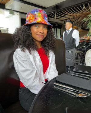 Logan Browning Instagram - mom took this 🙂🩵❤️🤍💜