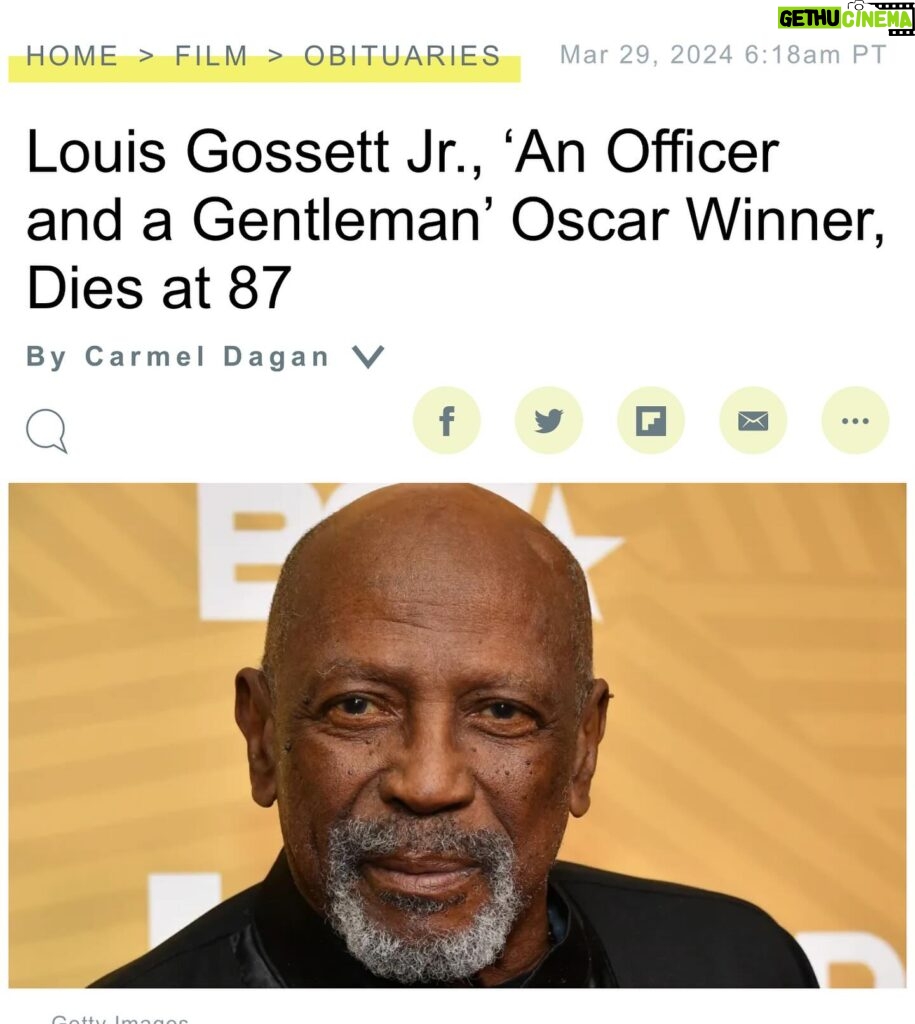 Loni Love Instagram - Lou lived an actor’s life.. he showed when given the opportunity he could rise to the occasion.. he made his mark in a 60 year career from Broadway to numerous films…He was the second Black man to win an acting Oscar, following Sidney Poitier in 1964. Rest now Mr. Gossett. Condolences to his family and fans. 🙏🏾