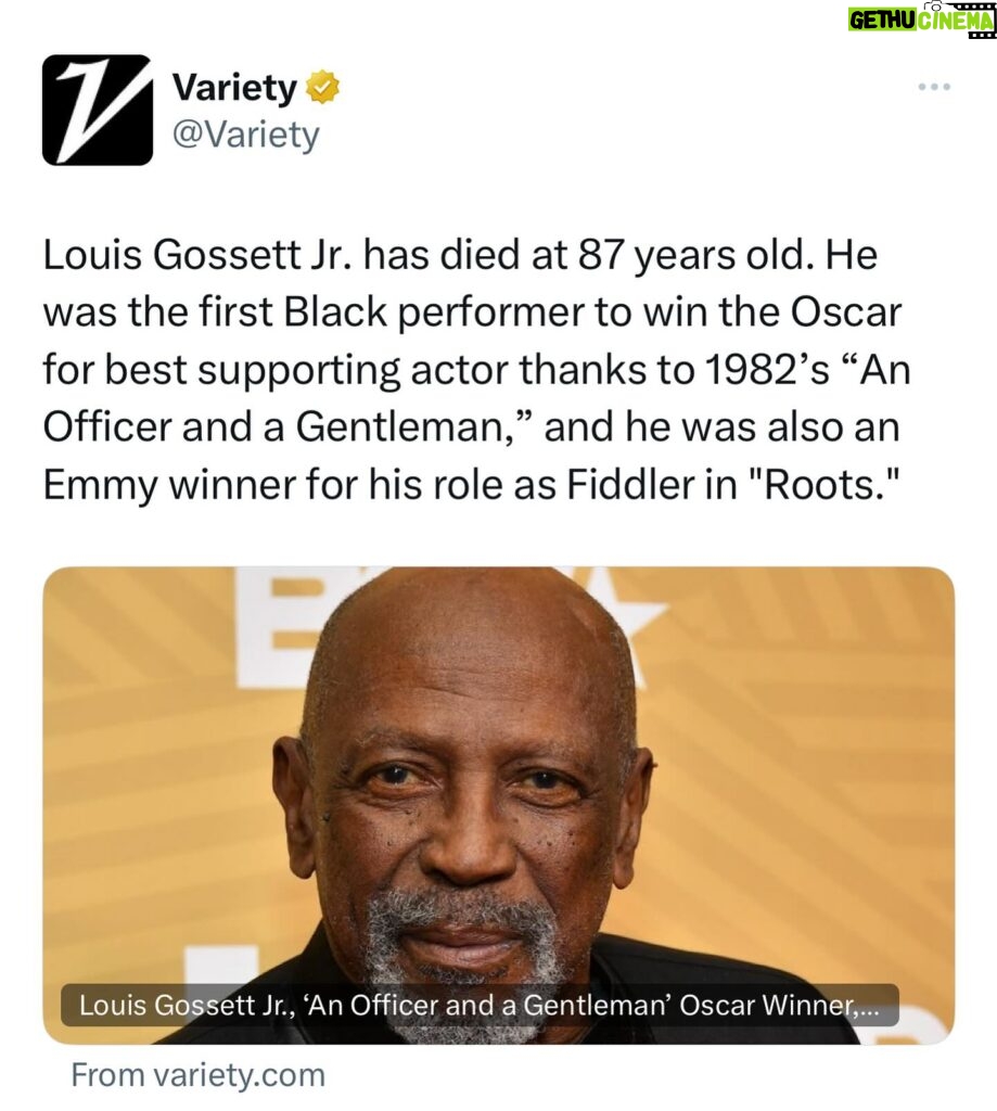 Loni Love Instagram - Lou lived an actor’s life.. he showed when given the opportunity he could rise to the occasion.. he made his mark in a 60 year career from Broadway to numerous films…He was the second Black man to win an acting Oscar, following Sidney Poitier in 1964. Rest now Mr. Gossett. Condolences to his family and fans. 🙏🏾