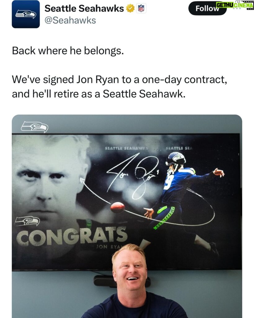 Loni Love Instagram - Big congratulations to my friends @jonryan_9 and @sarahcolonna1 !!! Jon is a great guy and deserves this!! Great job @seahawks !!!