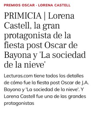 Lorena Castell Instagram - La noche de los Oscar era para celebrarla con amigos … y se celebró a lo grande! O eso dicen por ahí ✨😜✨

Qué suerte tengo y que afortunada me siento por todos estos momentos que la vida me regala 🫶🏻

Thanx to 
@victoria.coleccion 
@swarovski 
@theofficialpandora 
@martinellishoes 
@charlottetilbury
@andreaesti.vege