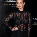 Louise Redknapp Instagram - I had so many messages about this lace dress from my Peacocks edit asking when it will be back in stock after it sold out… so I’m pleased to say it’s back in stock NOW over on the peacocks website 🖤 but be quick there is limited stock available - perfect for all your Christmas parties 🥂 xxx Dress: @peacocks_fashion *AD