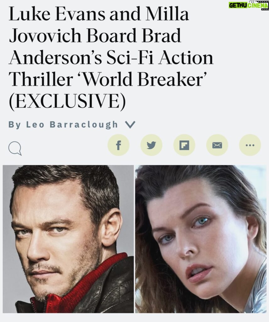 Luke Evans Instagram - Buckle up and Bring it on! @millajovovich ❤️
