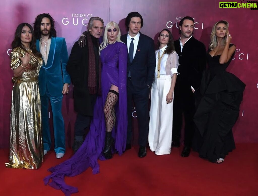 Mãdãlina Ghenea Instagram - Such an honor to share the screen with these sacred monsters @salmahayek @jaredleto @ladygaga Jeremy Irons, Adam Driver, Camille Cottin, Jack Huston HOUSE OF GUCCI 🇬🇧 PREMIERE @houseofguccimovie