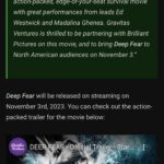 Mãdãlina Ghenea Instagram - So excited for my movie ‘Deep Fear’ @collider anticipates it becoming a cult classic DEEP FEAR releases in the UK across select cinemas (UK and Ireland) and on Amazon, iTunes, Sky Store, Google Play, Microsoft, Rakuten, Virgin and BT from 30th October 2023. Can’t wait? Preorder now here: https://itunes.apple.com/gb/movie/deep-fear/id1710368745