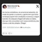 Maíra Azevedo Instagram – Quando eu soltar a minha voz, por favor entenda…que existe tanto choro entalado…vou falar por aqui, mas já já vou me calar e seguir adiante…pq não posso parar!