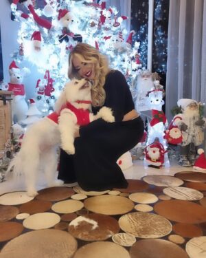 Madeleine Matar Instagram - Twinkle lights, cozy nights, and the joy of sharing Christmas with my two best furriends. 🐾🎅 Unleashing the holiday magic with my dynamic doggy duo. #FestivePups #ChristmasCuddles #MadeleineMatar #مادلين_مطر