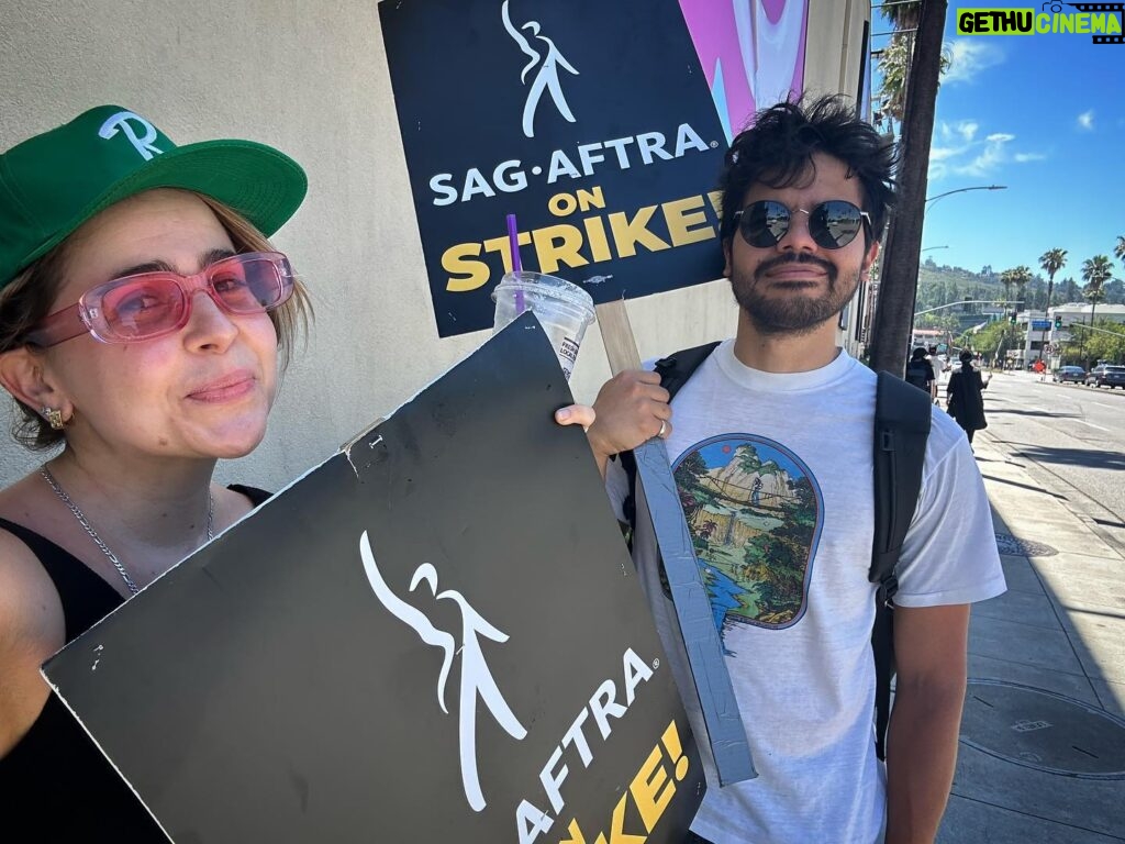 Mae Whitman Instagram - just your friendly neighborhood actors showing support for our union #sagaftra and of course the writers #wgastrong out on the picket line No one wants to be on strike but we are at an historical turning point where we HAVE to stand up for what is fair and to keep all of the members of our industry protected- it’s time for these enormous monolith executives and studios to stop making billions off artists and cast and crew and unfairly hoarding it all and also trying to make us human beings completely obsolete with AI??? #no love you all <3 proud to be a member @sagaftra #unionstrong