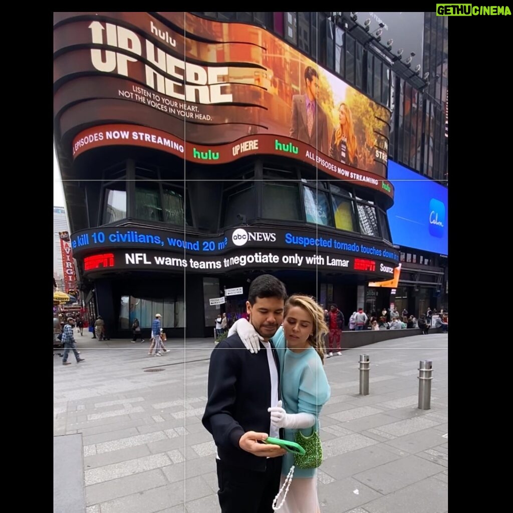 Mae Whitman Instagram - Another @uphereonhulu dump ft. Carlos and my sickening handshake, my Cinderella outfit by @anteprimaofficial, us basking in the glow of our TIMES SQUARE BILLBOARD BABY and the all too revealing invite to our wrap party the brilliant Bernardo whom was forced to be my handler during filming made for us :,) #uphere #is #thebest
